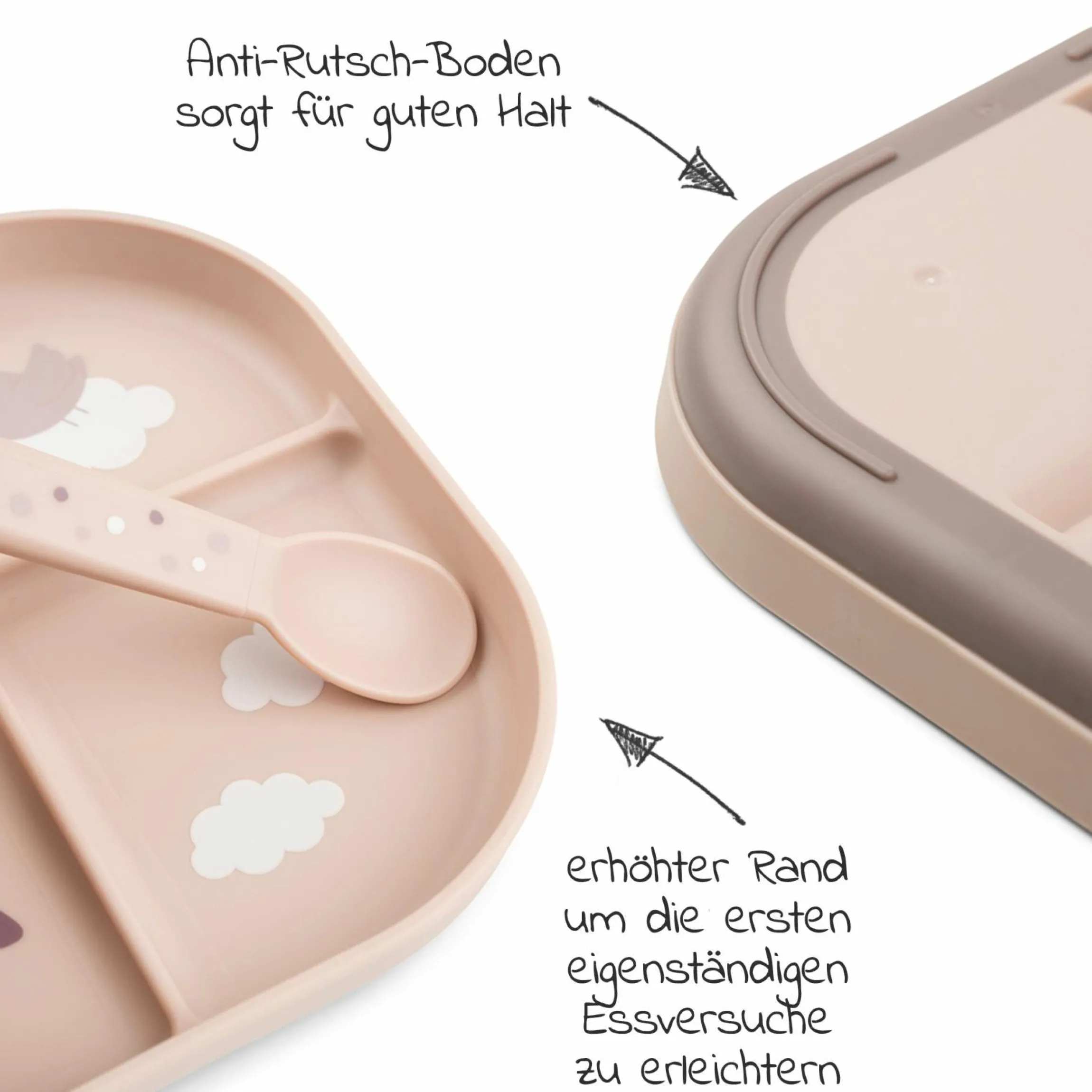 Esslern-Teller mit Unterteilung Foodie - Happy Clouds - Powder