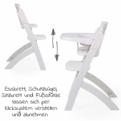 Evosit Newborn-Set - mitwachsender Hochstuhl mit abnehmbarem Essbrett + Neugeborenenaufsatz - White