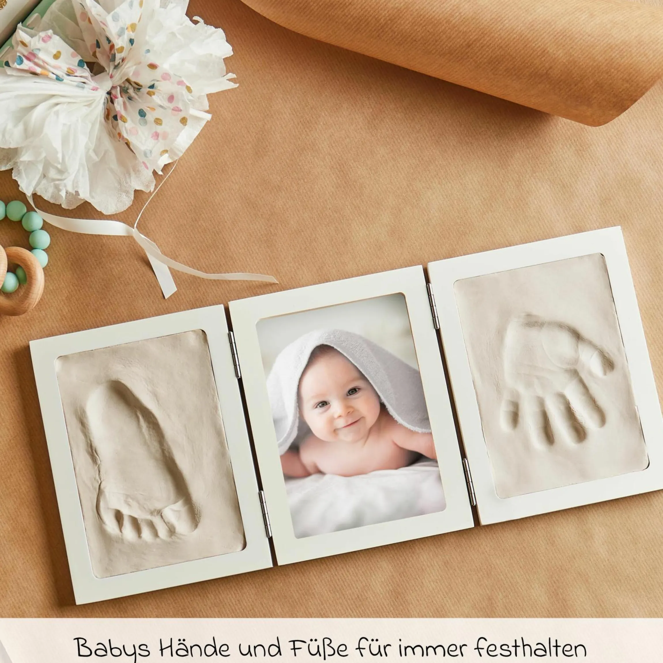 3-Fach-Rahmen für Foto und Abdrücke - Weiß