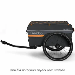 Fahrradlastenanhänger Qubee mit Kupplung Fassungsvermögen 130 Liter Volumen - Grey