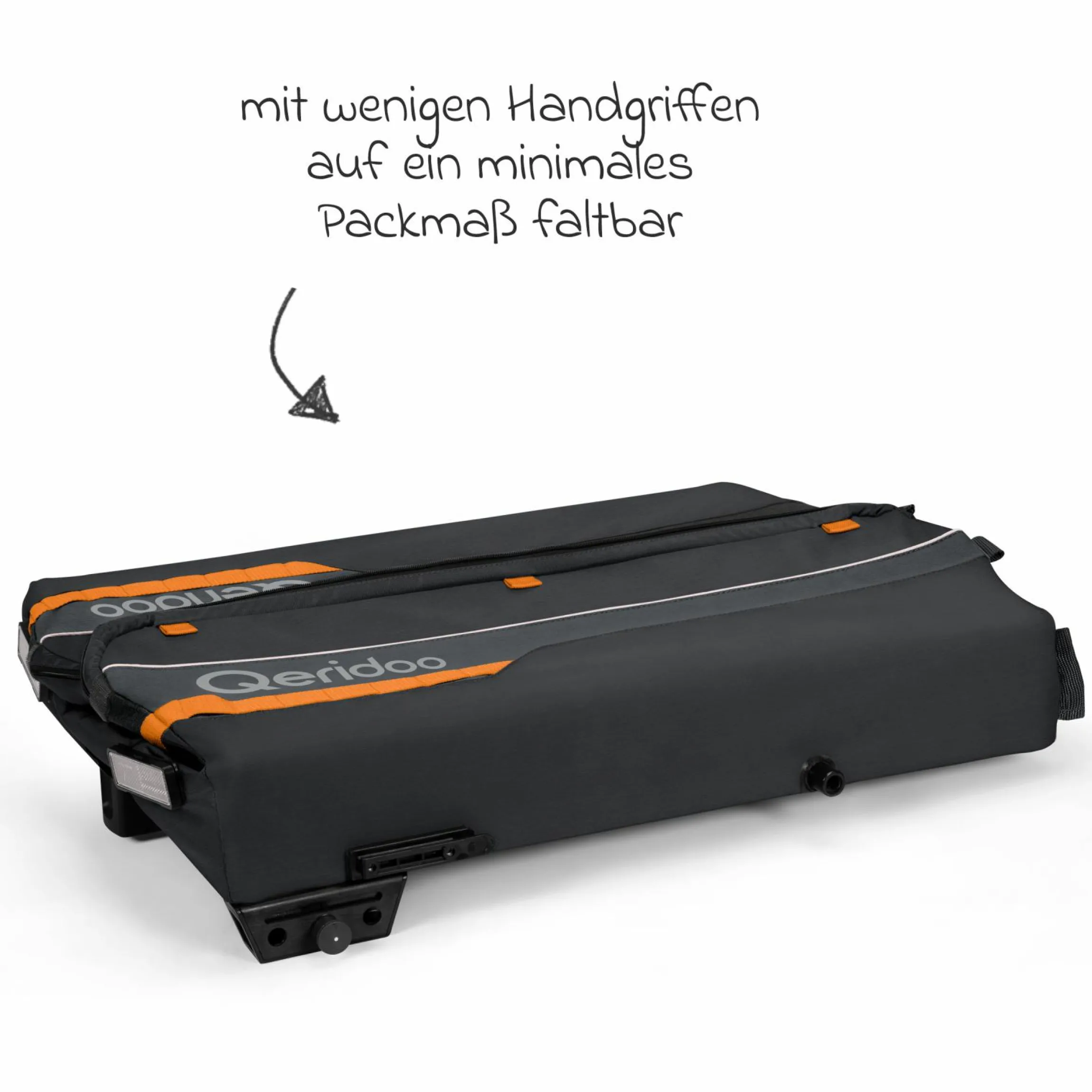 Fahrradlastenanhänger Qubee mit Kupplung Fassungsvermögen 130 Liter Volumen - Grey