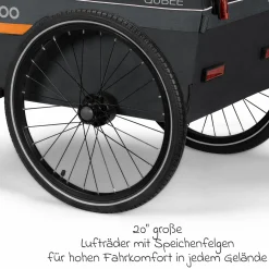 Fahrradlastenanhänger Qubee mit Kupplung Fassungsvermögen 130 Liter Volumen - Grey