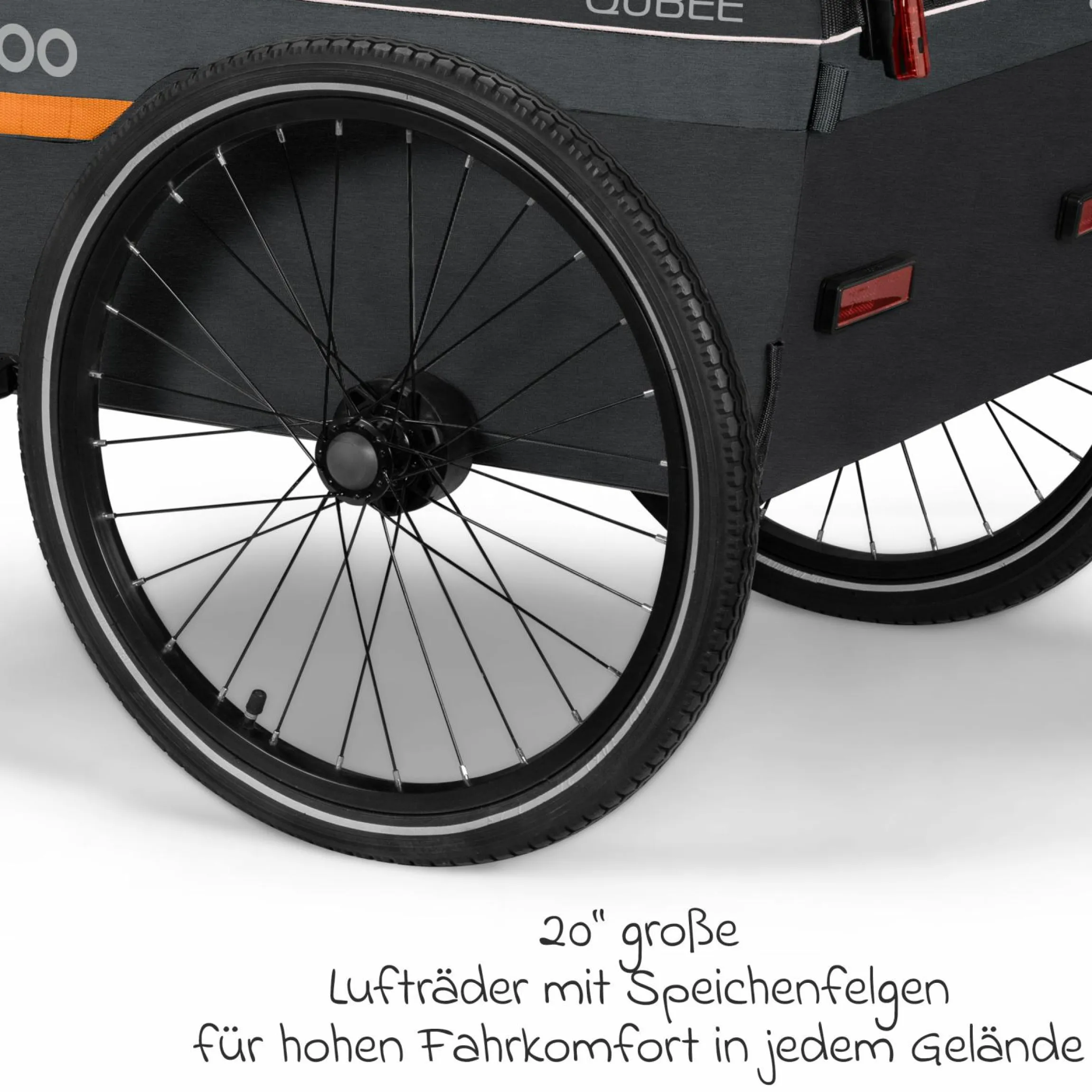 Fahrradlastenanhänger Qubee mit Kupplung Fassungsvermögen 130 Liter Volumen - Grey