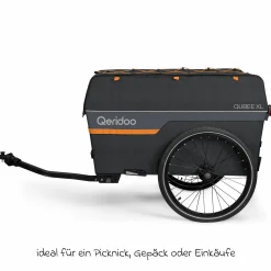 Fahrradlastenanhänger Qubee XL mit Kupplung Fassungsvermögen 220 Liter Volumen - Grey