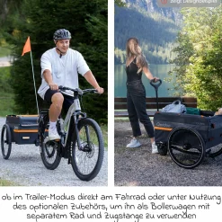 Fahrradlastenanhänger Qubee XL mit Kupplung Fassungsvermögen 220 Liter Volumen - Grey