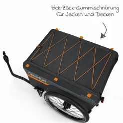 Fahrradlastenanhänger Qubee XL mit Kupplung Fassungsvermögen 220 Liter Volumen - Grey