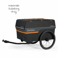 Fahrradlastenanhänger Qubee XL mit Kupplung Fassungsvermögen 220 Liter Volumen - Grey