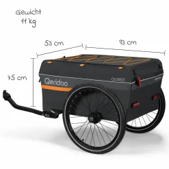 Fahrradlastenanhänger Qubee XL mit Kupplung Fassungsvermögen 220 Liter Volumen - Grey
