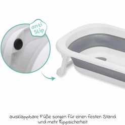 Faltbadewanne Orka mit ausklappbaren Standbeinen, Stöpsel & Antirutschbeschichtung - Grau Weiß