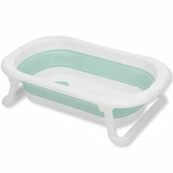 Faltbadewanne Orka mit ausklappbaren Standbeinen, Stöpsel & Antirutschbeschichtung - Salbei Weiß