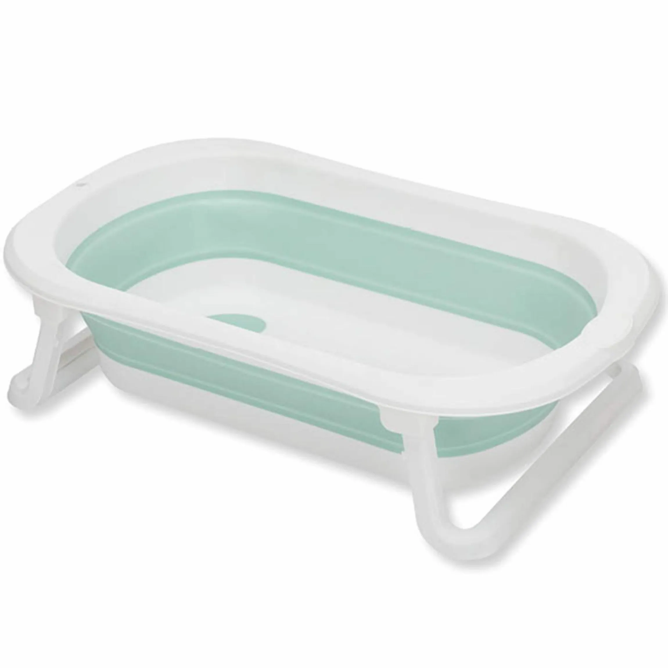 Faltbadewanne Orka mit ausklappbaren Standbeinen, Stöpsel & Antirutschbeschichtung - Salbei Weiß