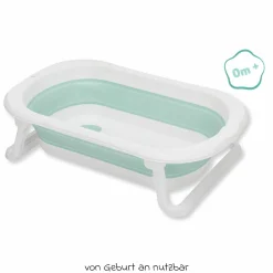 Faltbadewanne Orka mit ausklappbaren Standbeinen, Stöpsel & Antirutschbeschichtung - Salbei Weiß