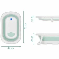 Faltbadewanne Orka mit ausklappbaren Standbeinen, Stöpsel & Antirutschbeschichtung - Salbei Weiß