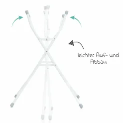 Faltbare Baby-Badewanne mit integriertem Thermometer & Gestell inkl. Kapuzenbadetuch mit Elefantenmotiv 75 x 75 cm - Grau Weiß