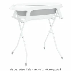 Faltbare Baby-Badewanne mit integriertem Thermometer & Gestell - Grau Weiß