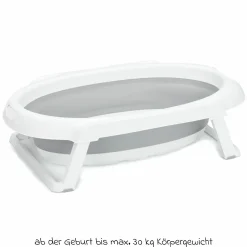 Faltbare Baby-Badewanne mit integriertem Thermometer & Gestell - Grau Weiß