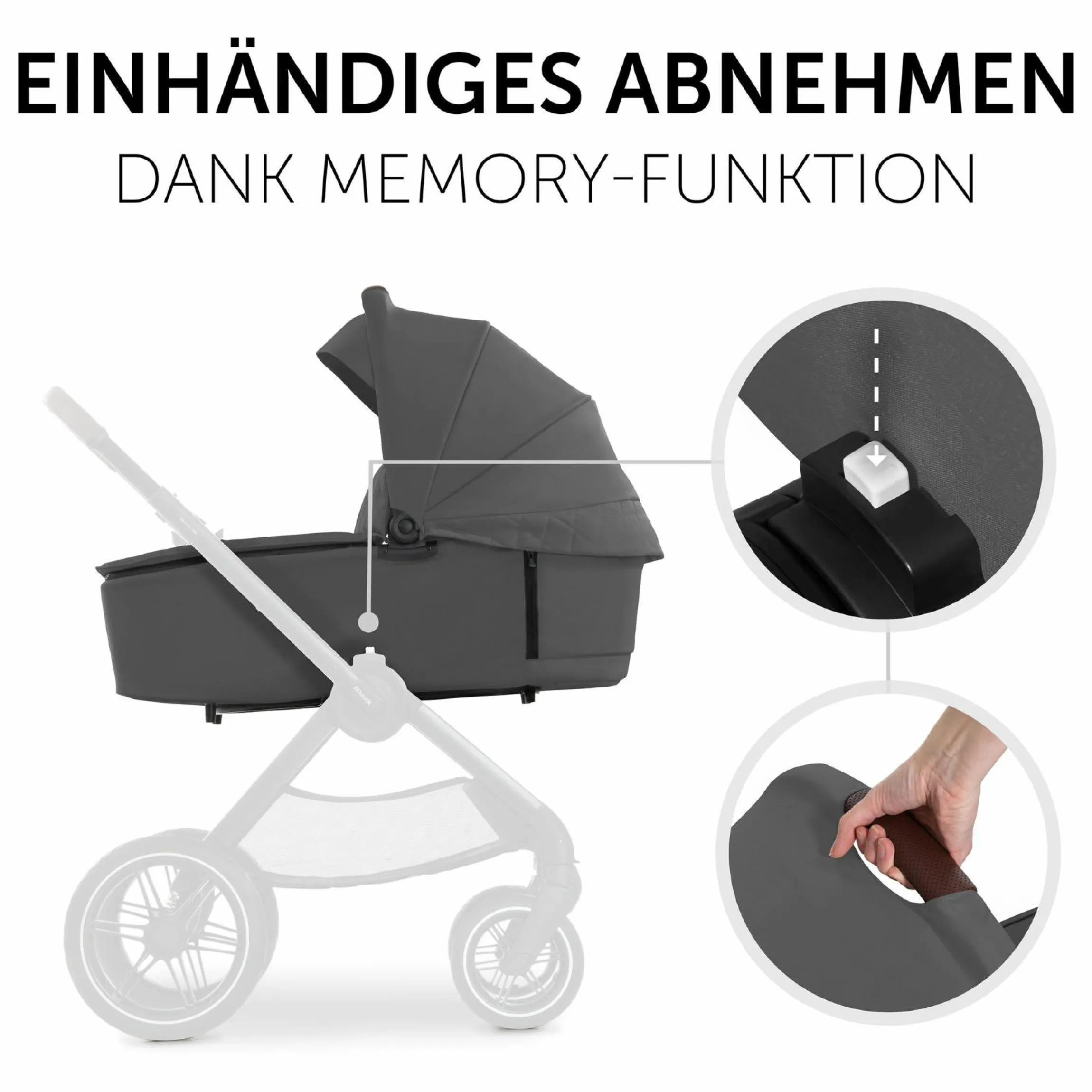 Faltbare Babywanne (Carrycot) für Walk N Care Kinderwagen - Dark Grey