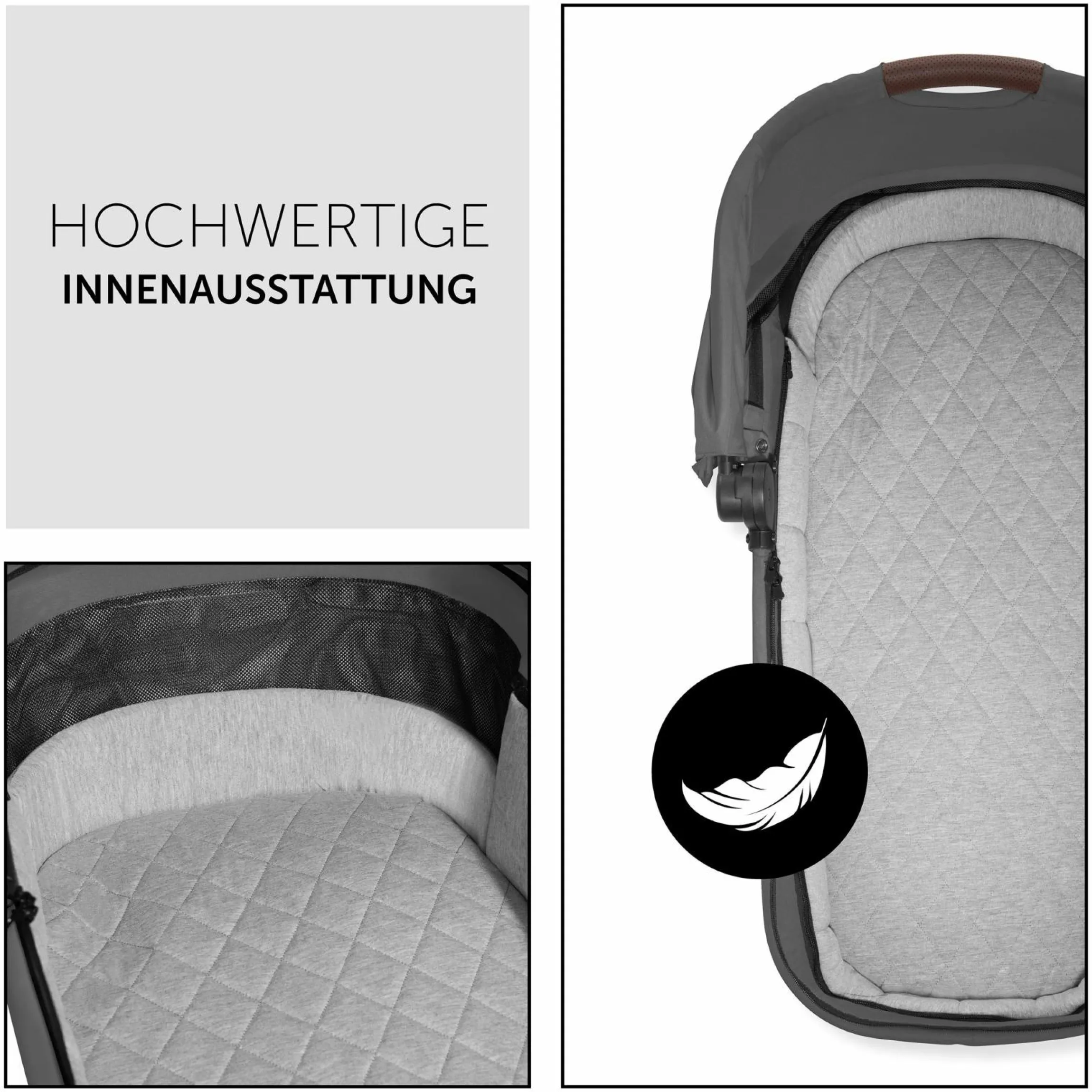 Faltbare Babywanne (Carrycot) für Walk N Care Kinderwagen - Dark Grey