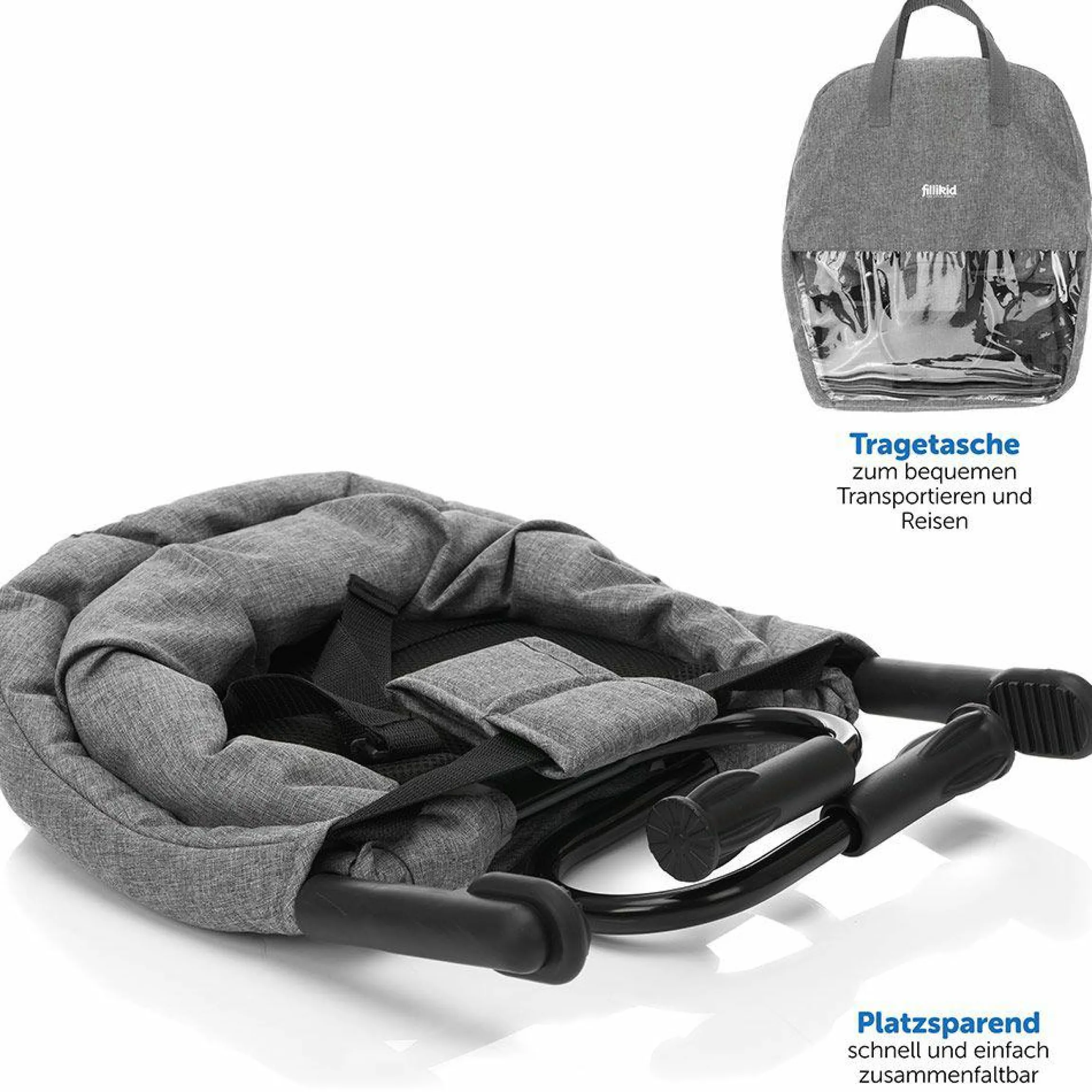 Faltbarer Tischsitz inkl. Tasche - Melange Grau