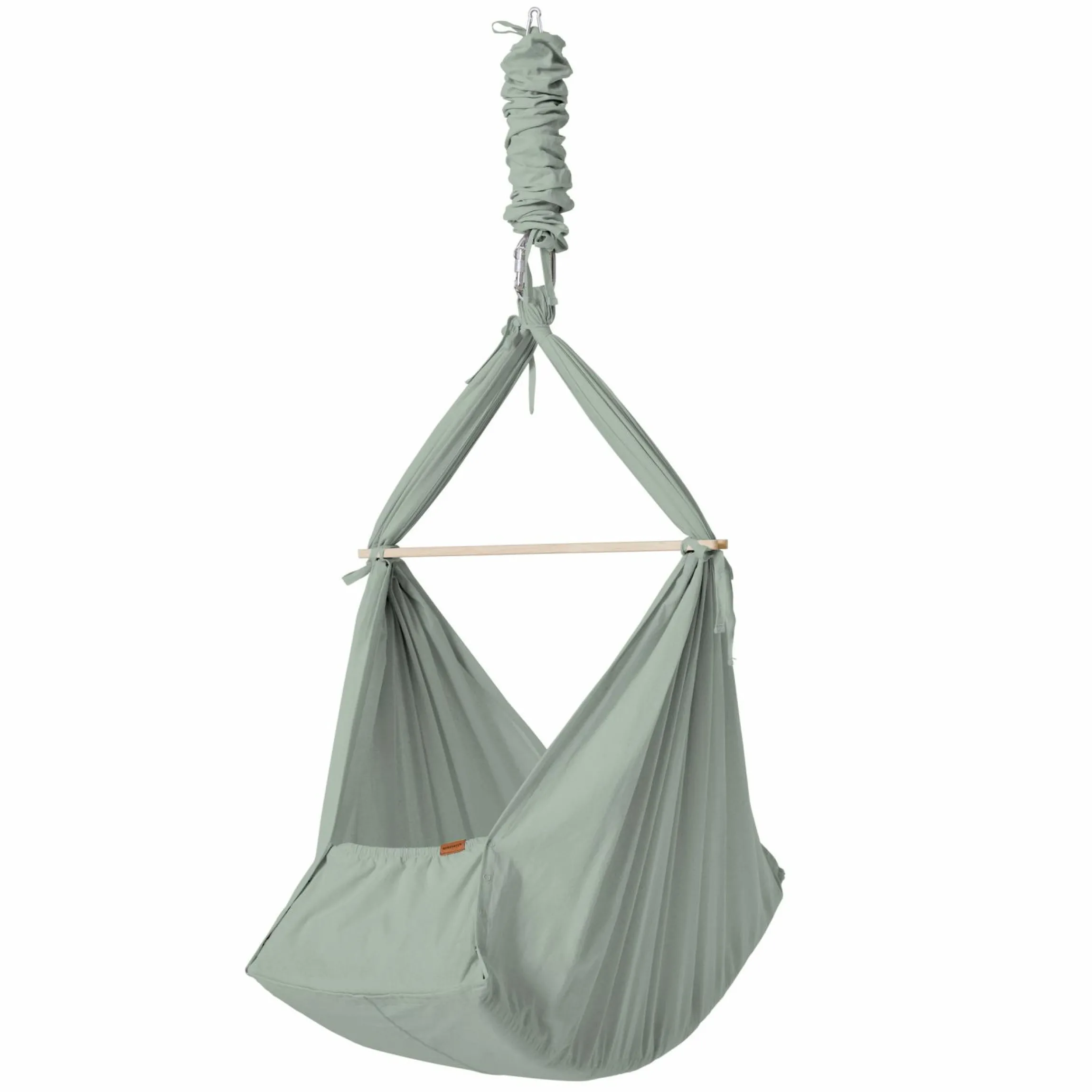 Federwiege Basic ab 5 kg bis 15 kg belastbar mit Bio-Baumwolle inkl. Matratze - Sage Green
