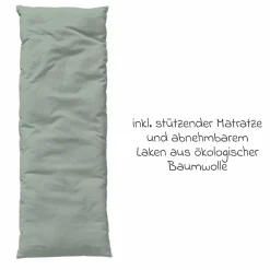 Federwiege Basic ab 5 kg bis 15 kg belastbar mit Bio-Baumwolle inkl. Matratze - Sage Green