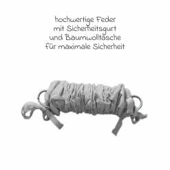 Federwiege Basic ab 5 kg bis 15 kg belastbar mit Bio-Baumwolle inkl. Matratze - Grey