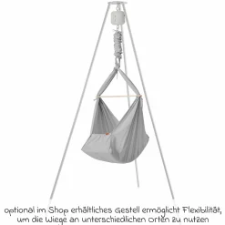 Federwiege Basic ab 5 kg bis 15 kg belastbar mit Bio-Baumwolle inkl. Matratze - Grey