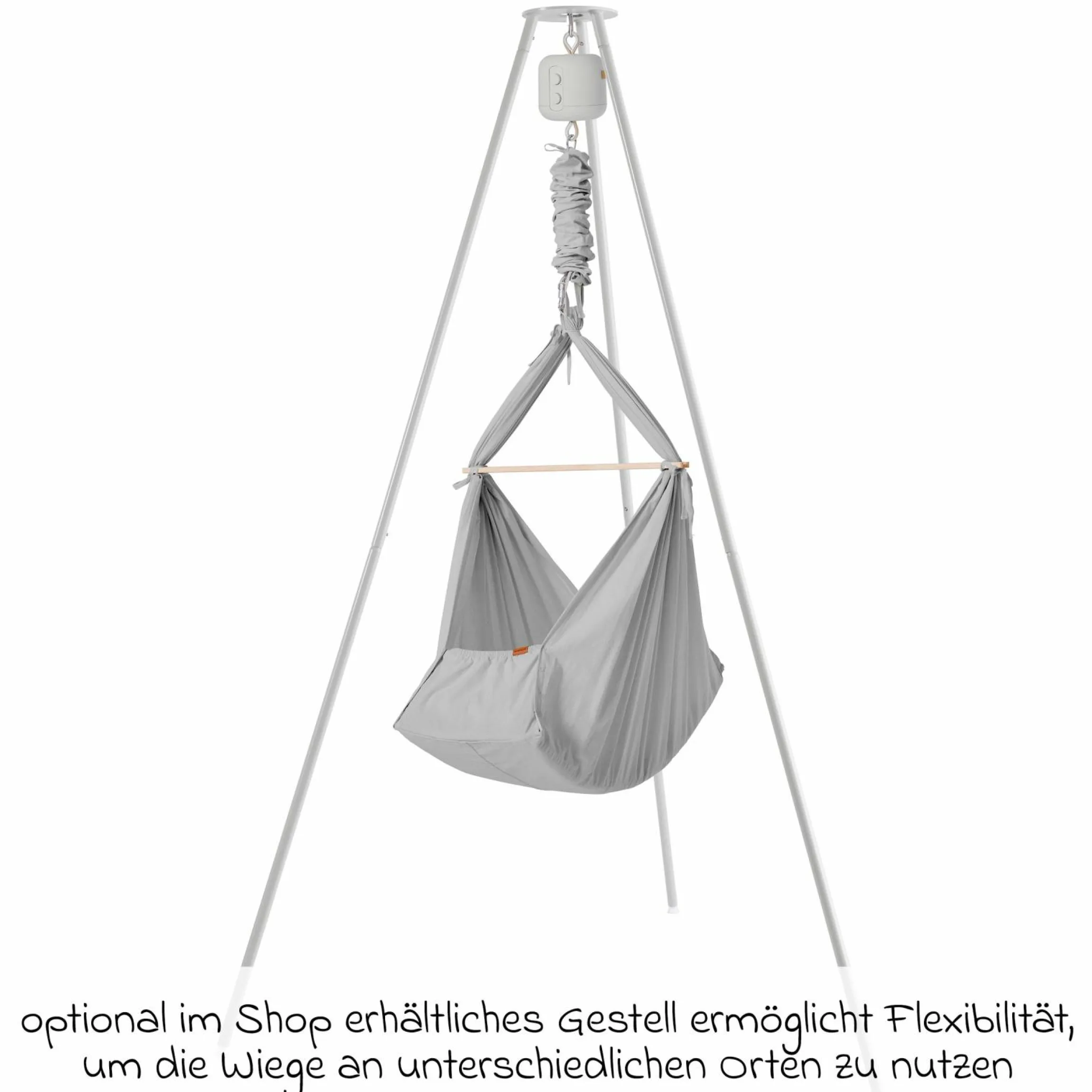 Federwiege Basic ab 5 kg bis 15 kg belastbar mit Bio-Baumwolle inkl. Matratze - Grey