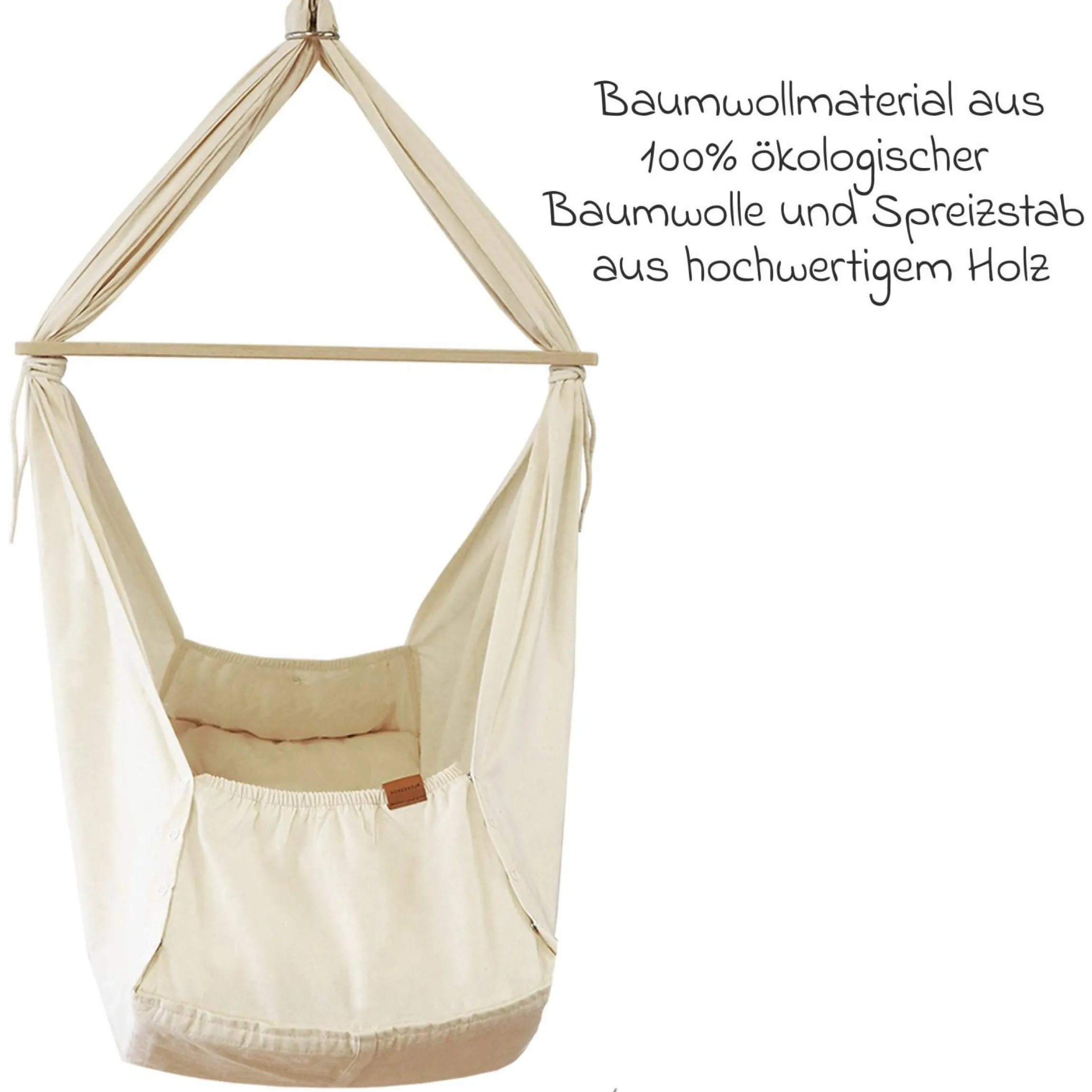Federwiege Basic ab 5 kg bis 15 kg belastbar mit Bio-Baumwolle inkl. Matratze - Natur