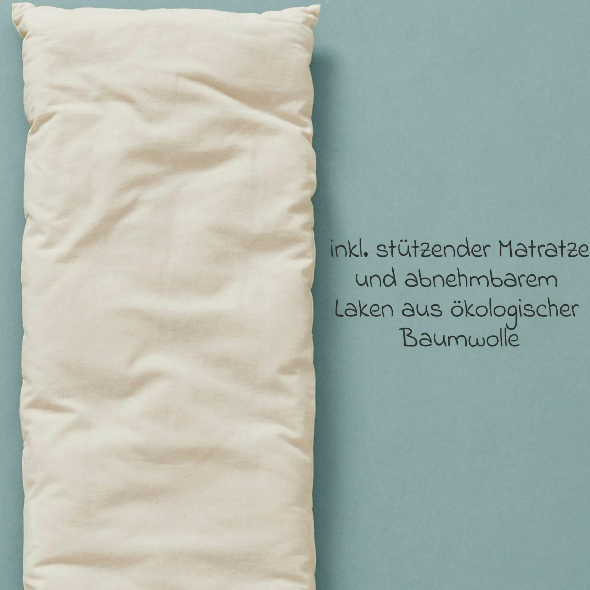 Federwiege Basic ab 5 kg bis 15 kg belastbar mit Bio-Baumwolle inkl. Matratze - Natur
