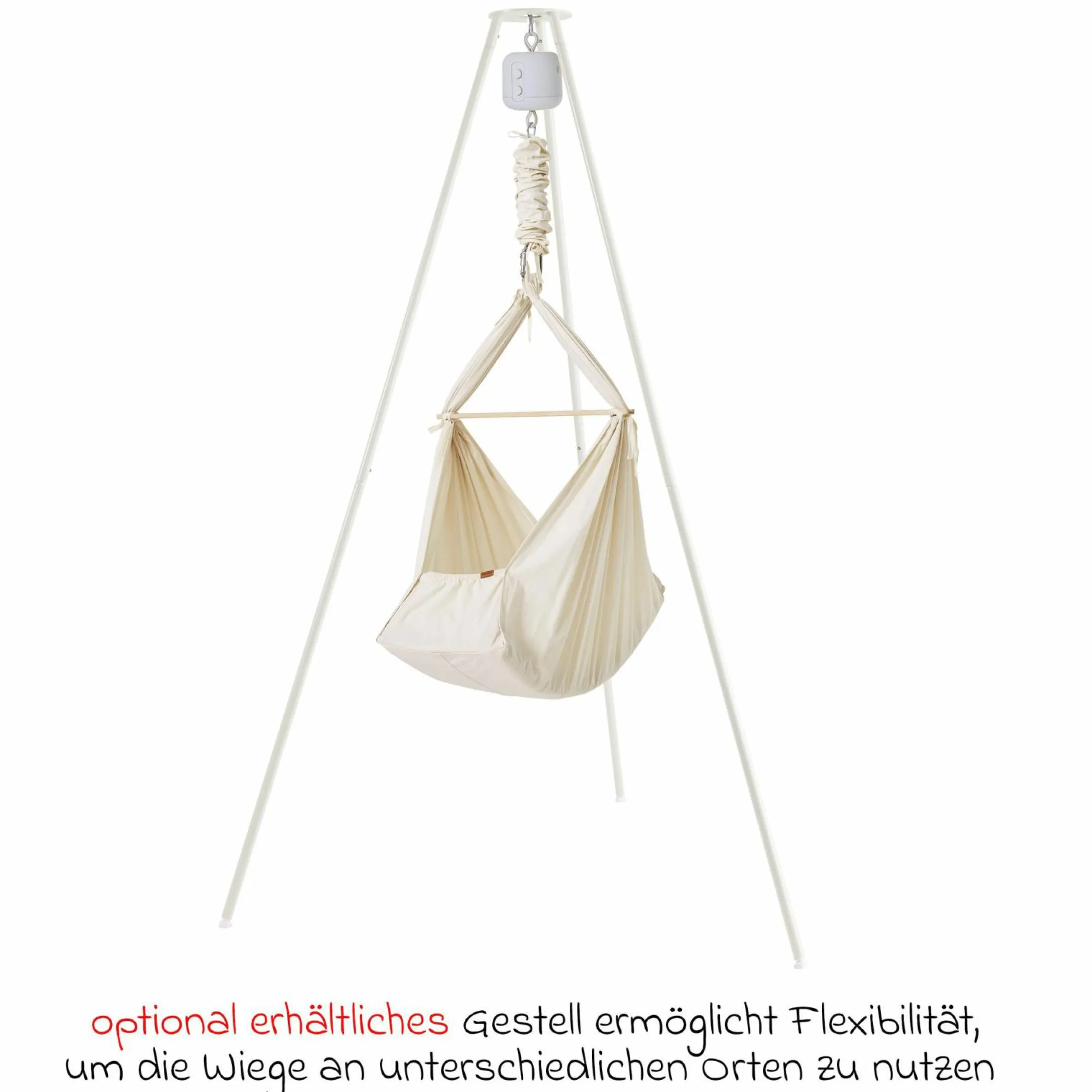 Federwiege Basic ab 5 kg bis 15 kg belastbar mit Bio-Baumwolle inkl. Matratze - Natur