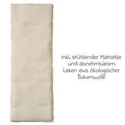 Federwiege Premium ab 5 kg bis 15 kg belastbar mit Bio-Baumwolle inkl. Matratze & Himmel - Nature