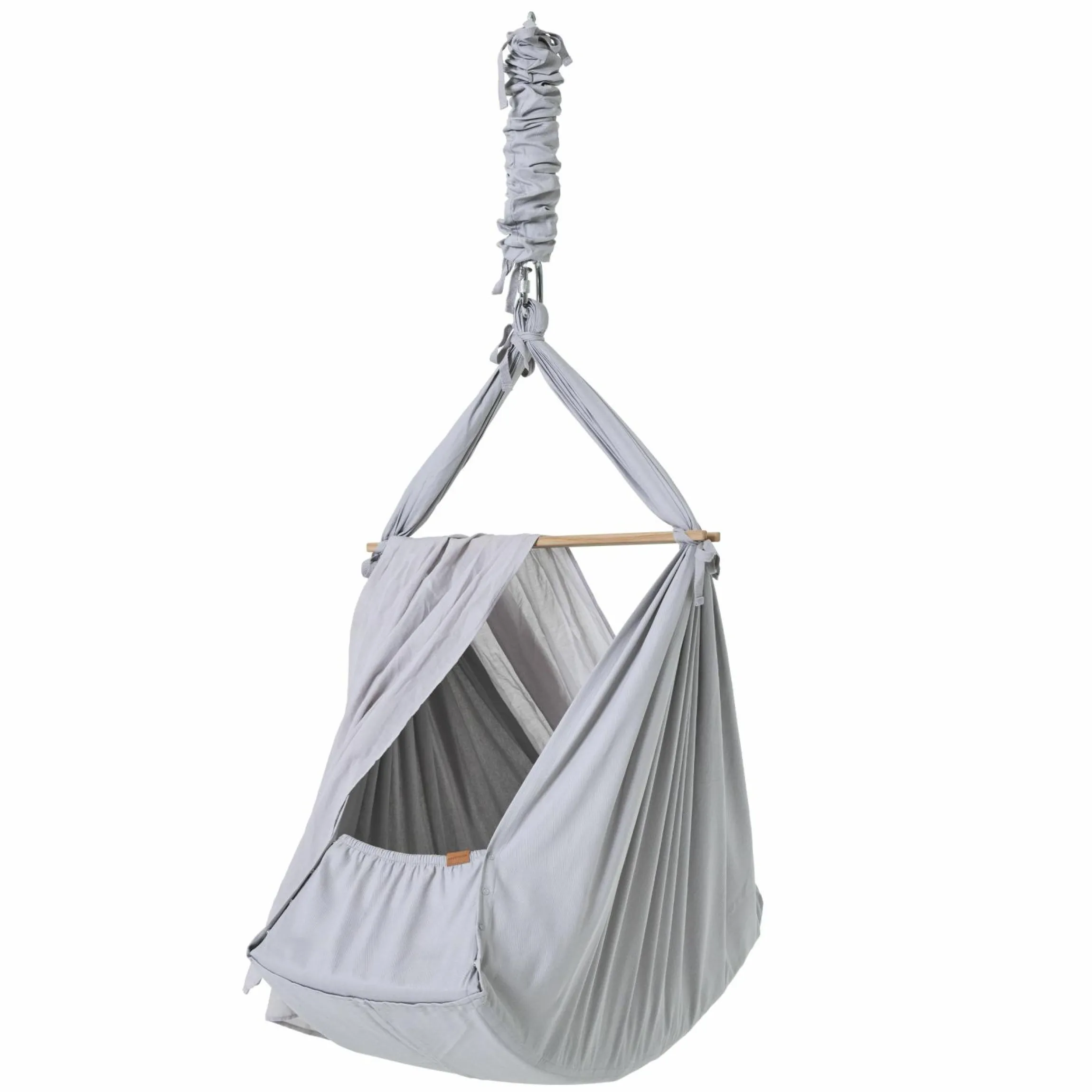 Federwiege Premium ab 5 kg bis 15 kg belastbar mit Bio-Baumwolle inkl. Matratze & Himmel - Grey