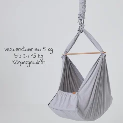 Federwiege Premium ab 5 kg bis 15 kg belastbar mit Bio-Baumwolle inkl. Matratze & Himmel - Grey