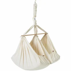 Federwiege Zwillinge Basic ab 5 kg bis 15 kg pro Kind belastbar mit Bio-Baumwolle inkl. Matratze - Natur