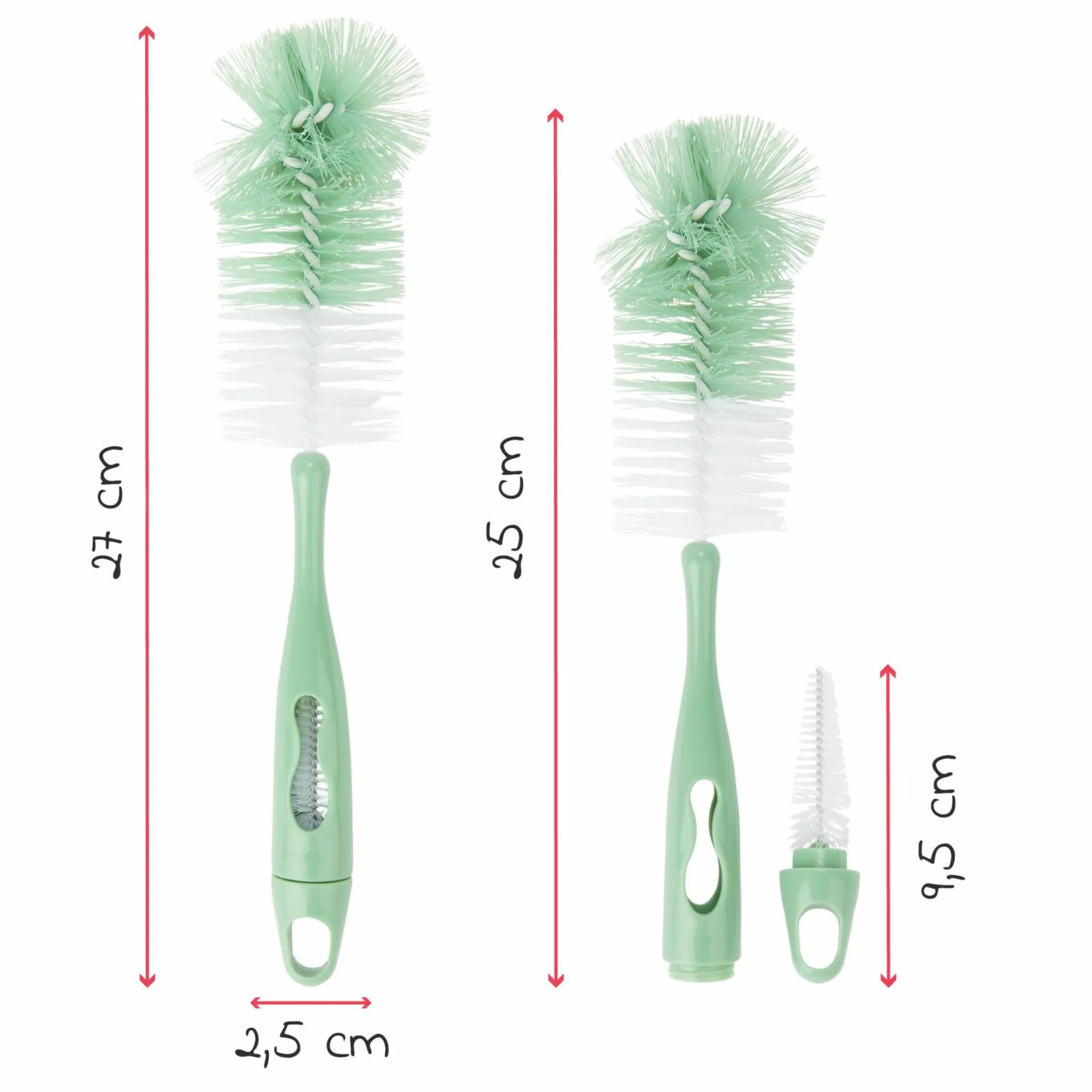 Flaschenbürste 2in1 mit Saugerbürste - Grün