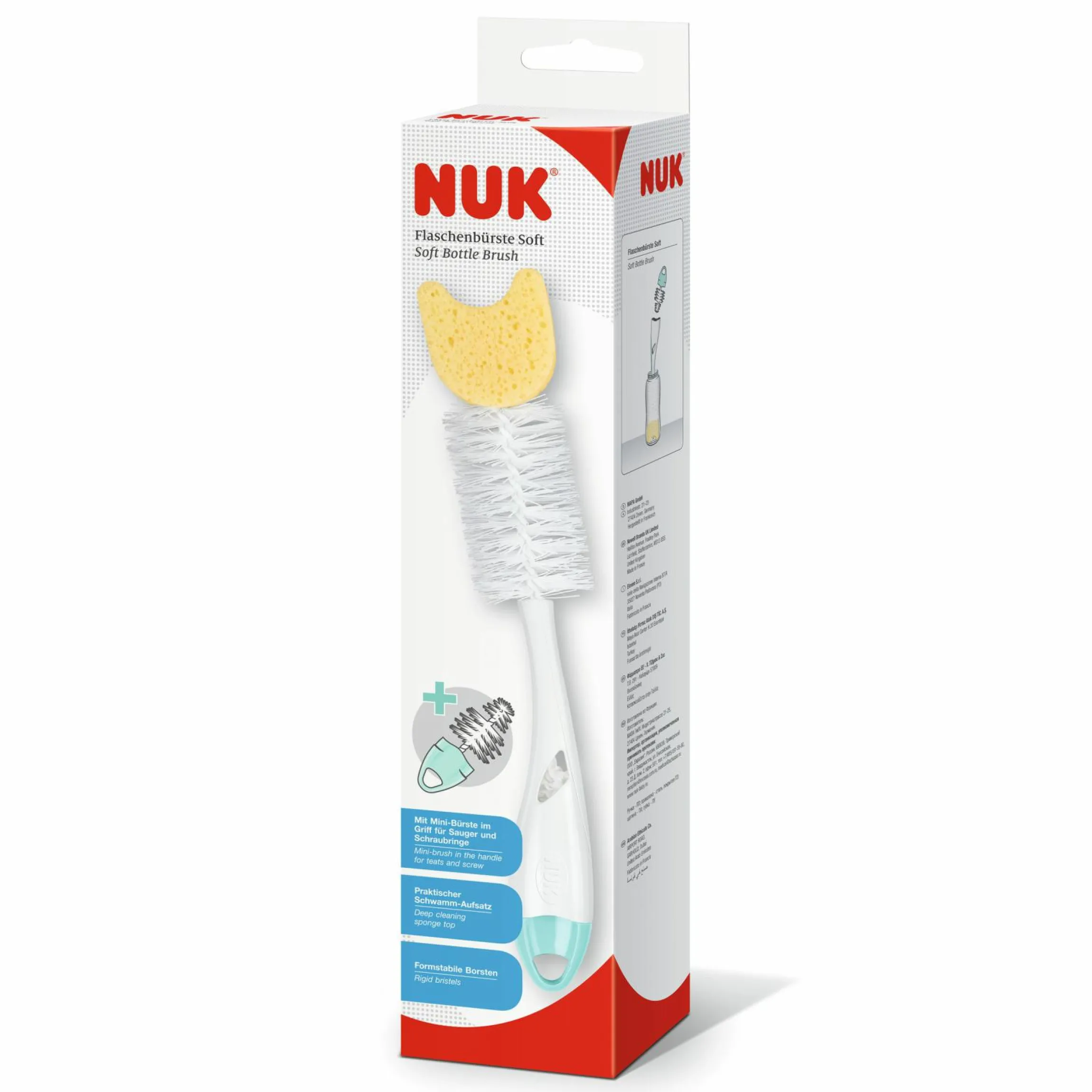 Flaschenbürste 2in1 mit Schwamm & Saugerbürste