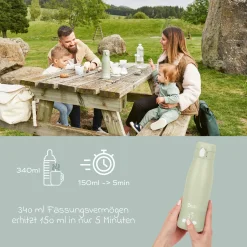 Flaschenwärmer für unterwegs Moov & Feed - Sage Green