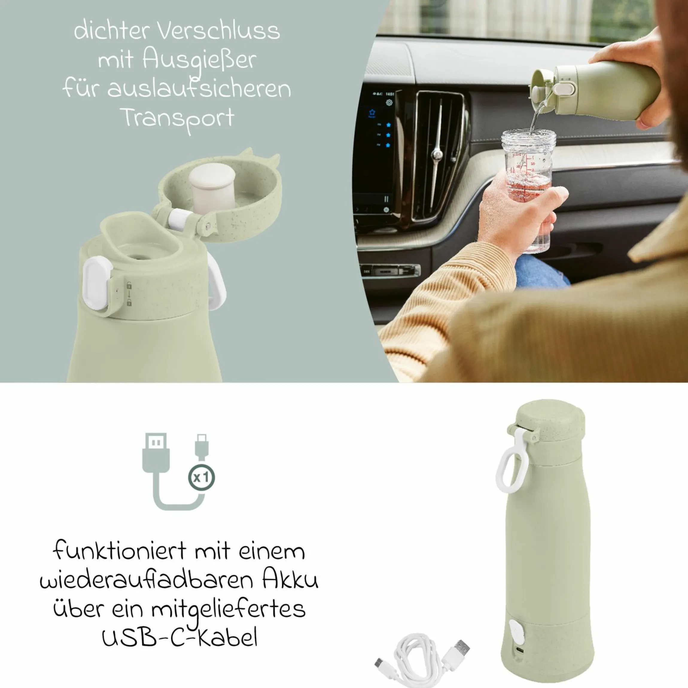 Flaschenwärmer für unterwegs Moov & Feed - Sage Green