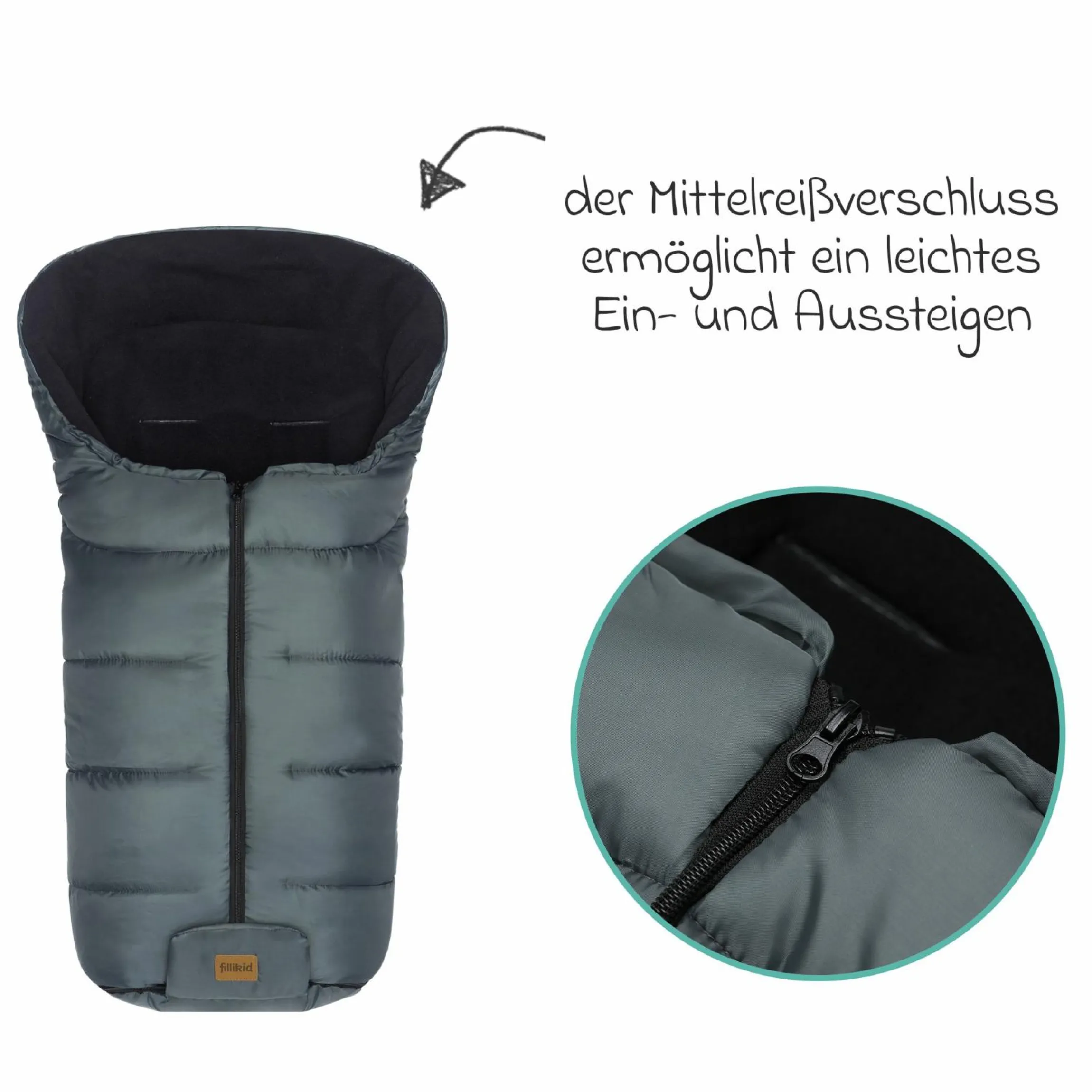 Fleece-Fußsack Eco Big für Buggy, Sport- und Kinderwagen - Dunkelgrau