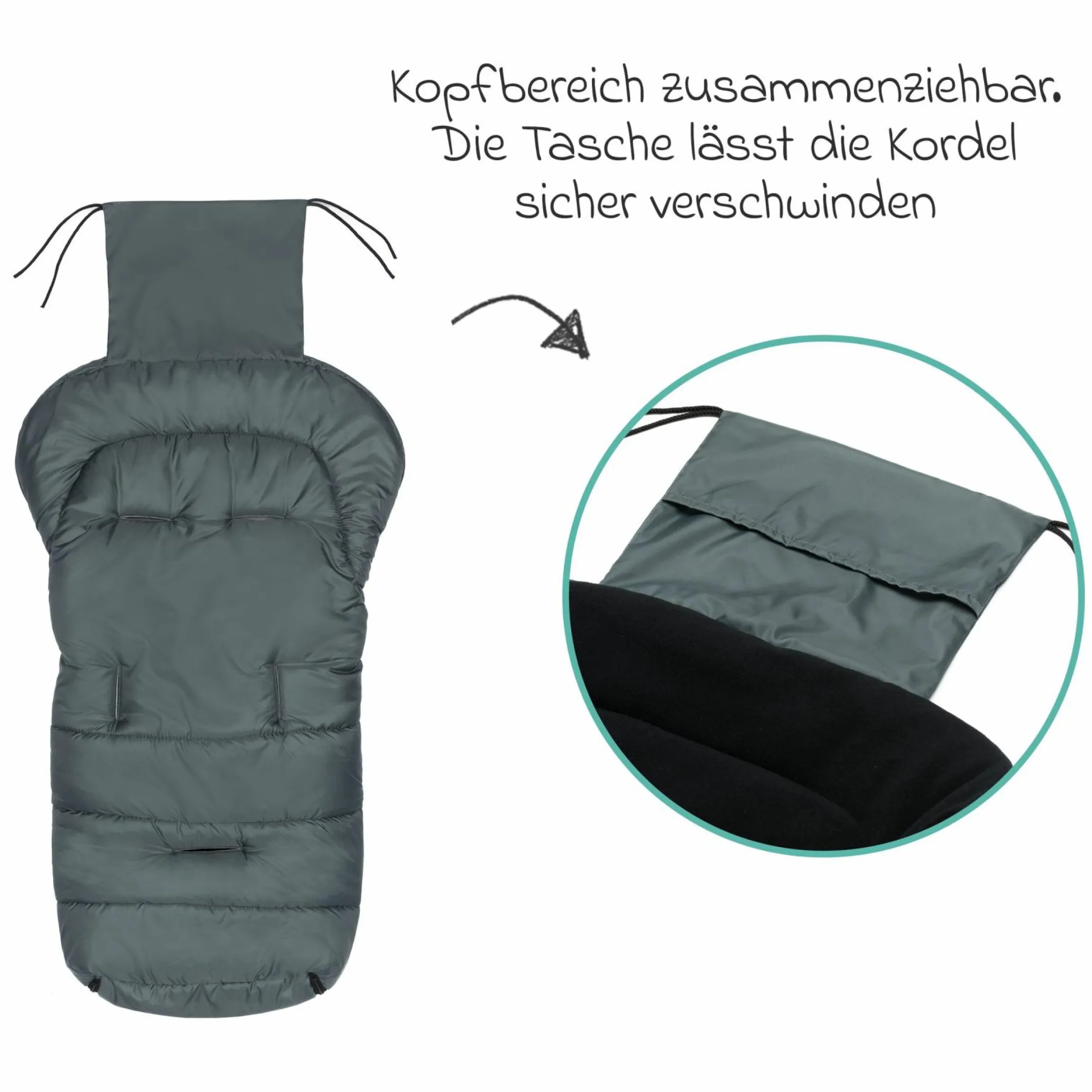 Fleece-Fußsack Eco Big für Buggy, Sport- und Kinderwagen - Dunkelgrau