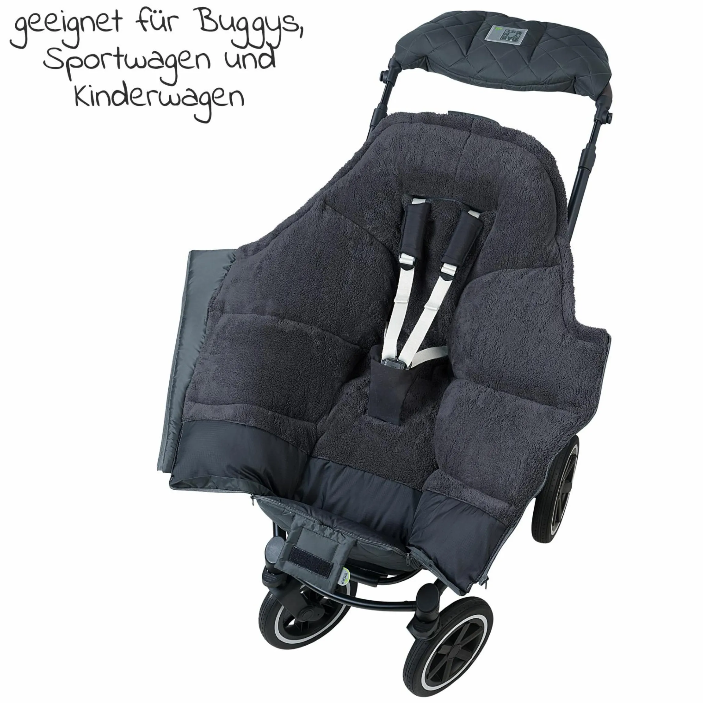 Fleece-Fußsack Gino-cs für Kinderwagen, Sportwagen & Buggy - Anthrazit