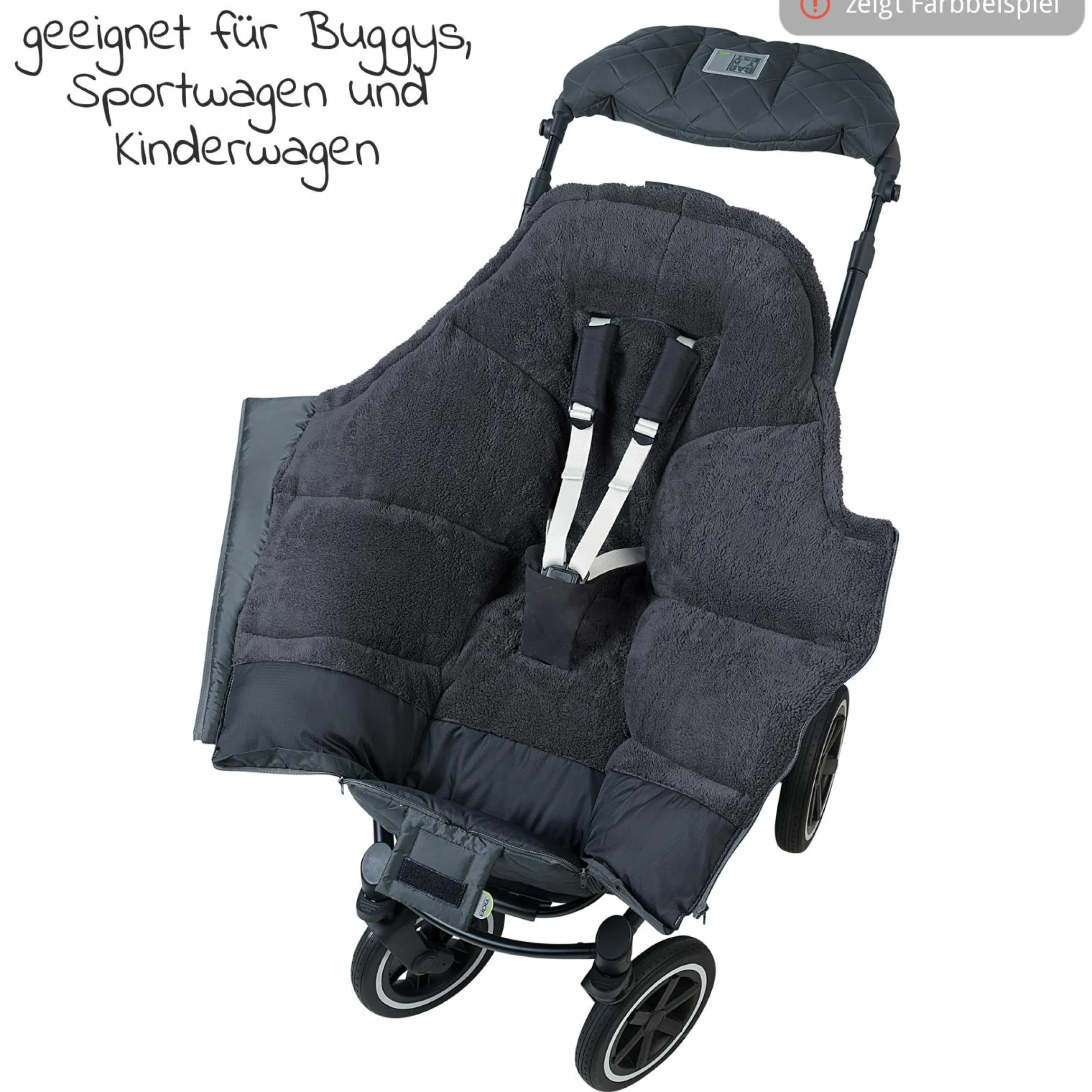 Fleece-Fußsack Gino-cs für Kinderwagen, Sportwagen & Buggy - Black