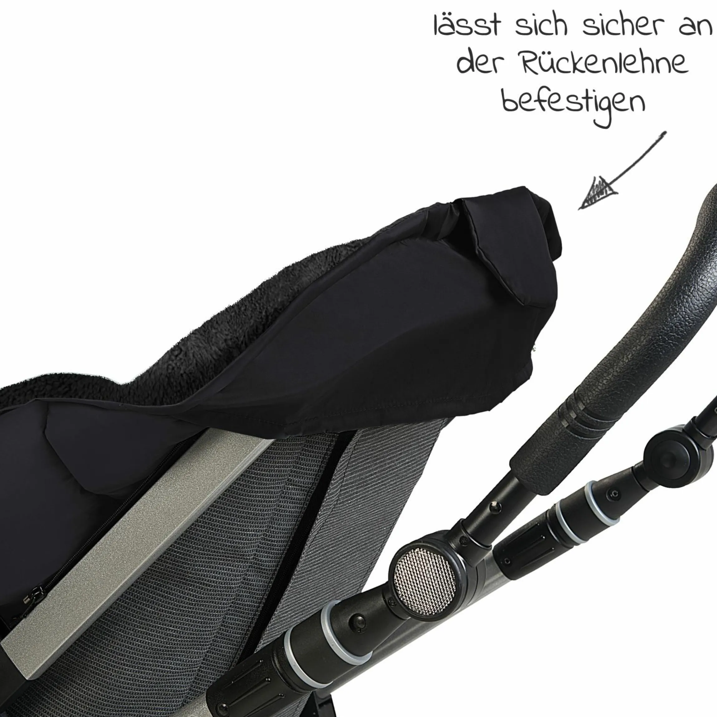 Fleece-Fußsack Gino-cs für Kinderwagen, Sportwagen & Buggy - Black