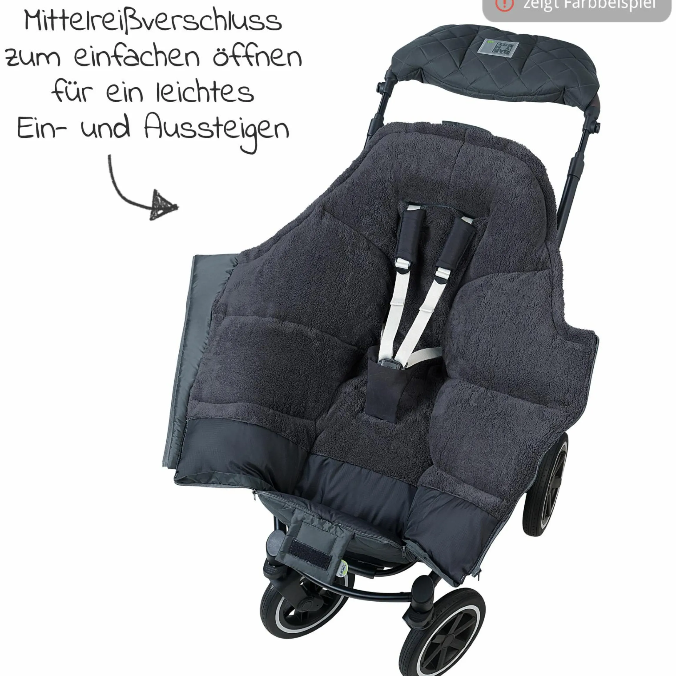 Fleece-Fußsack Gino-cs für Kinderwagen, Sportwagen & Buggy - Black