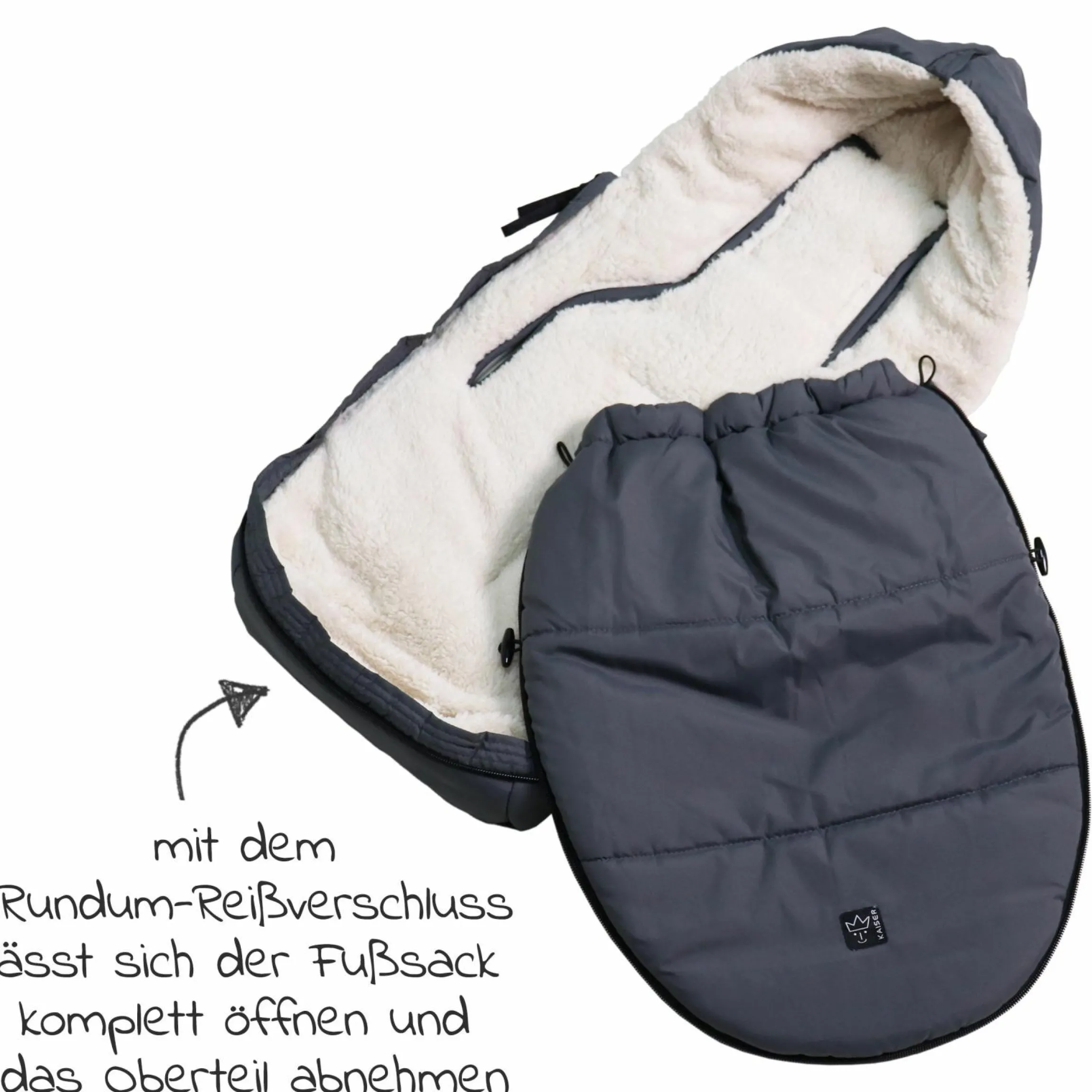 Fleece-Fußsack Hoody 2.0 für Babyschale und Babywanne - Anthracite