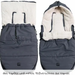 Fleece-Fußsack Hoody 2.0 für Babyschale und Babywanne - Anthracite