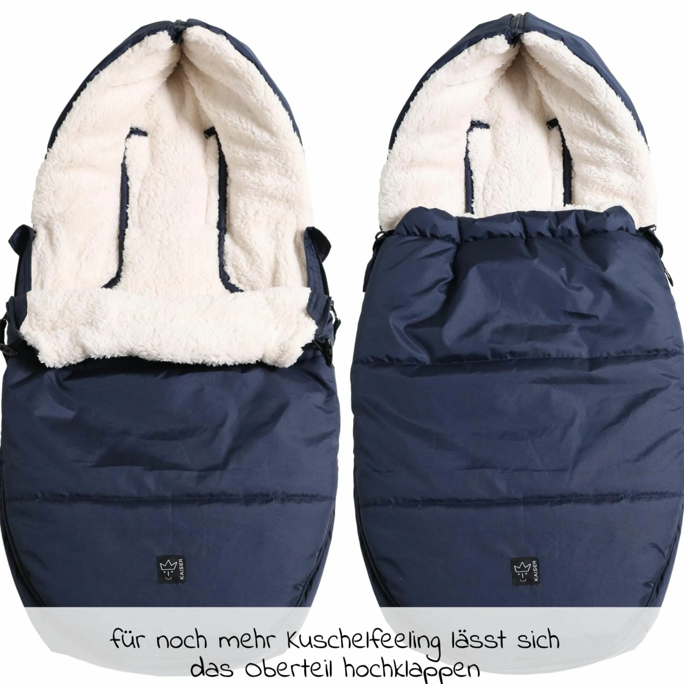 Fleece-Fußsack Hoody 2.0 für Babyschale und Babywanne - Navy