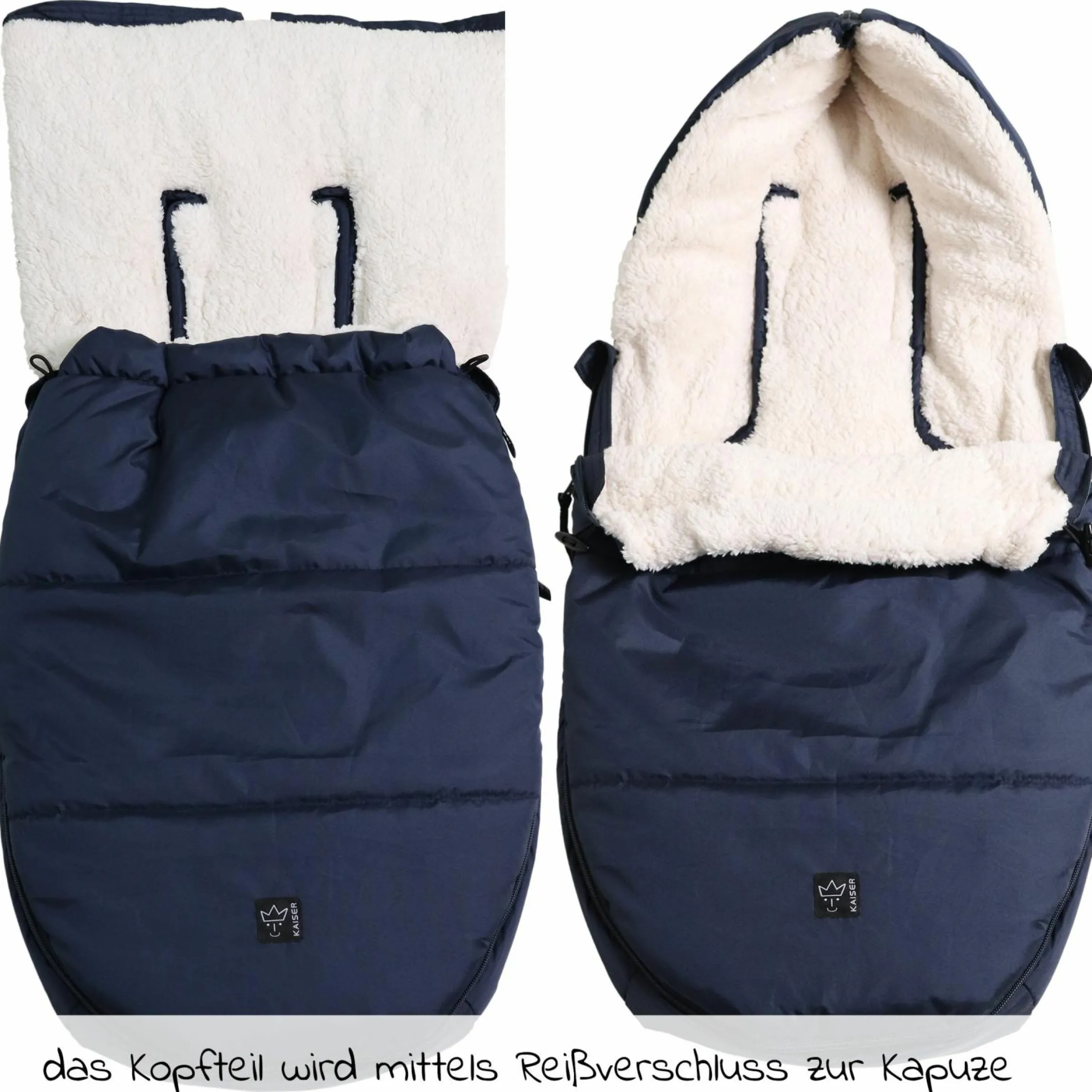 Fleece-Fußsack Hoody 2.0 für Babyschale und Babywanne - Navy