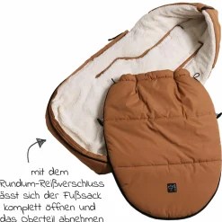 Fleece-Fußsack Hoody 2.0 für Babyschale und Babywanne - Camel
